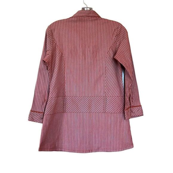 Juliet Striped Vintage Retro Johnny Collar 3/4 Sleeve Button Down - Picture 4 of 9